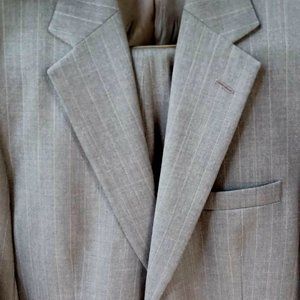 TOM JAMES -  MADE TO ORDER MEN'S PINSTRIPE SUIT 34 REGULAR JACKET 34R  EXCELLENT